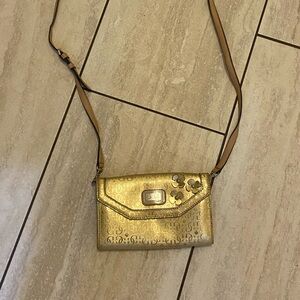Gold Guess Clutch/Crossbody Bag